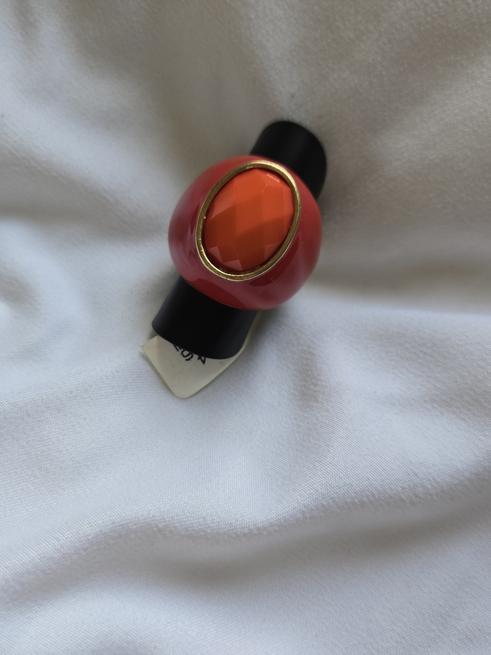 Vibrant Red Ring with Faceted Orange Center Stone